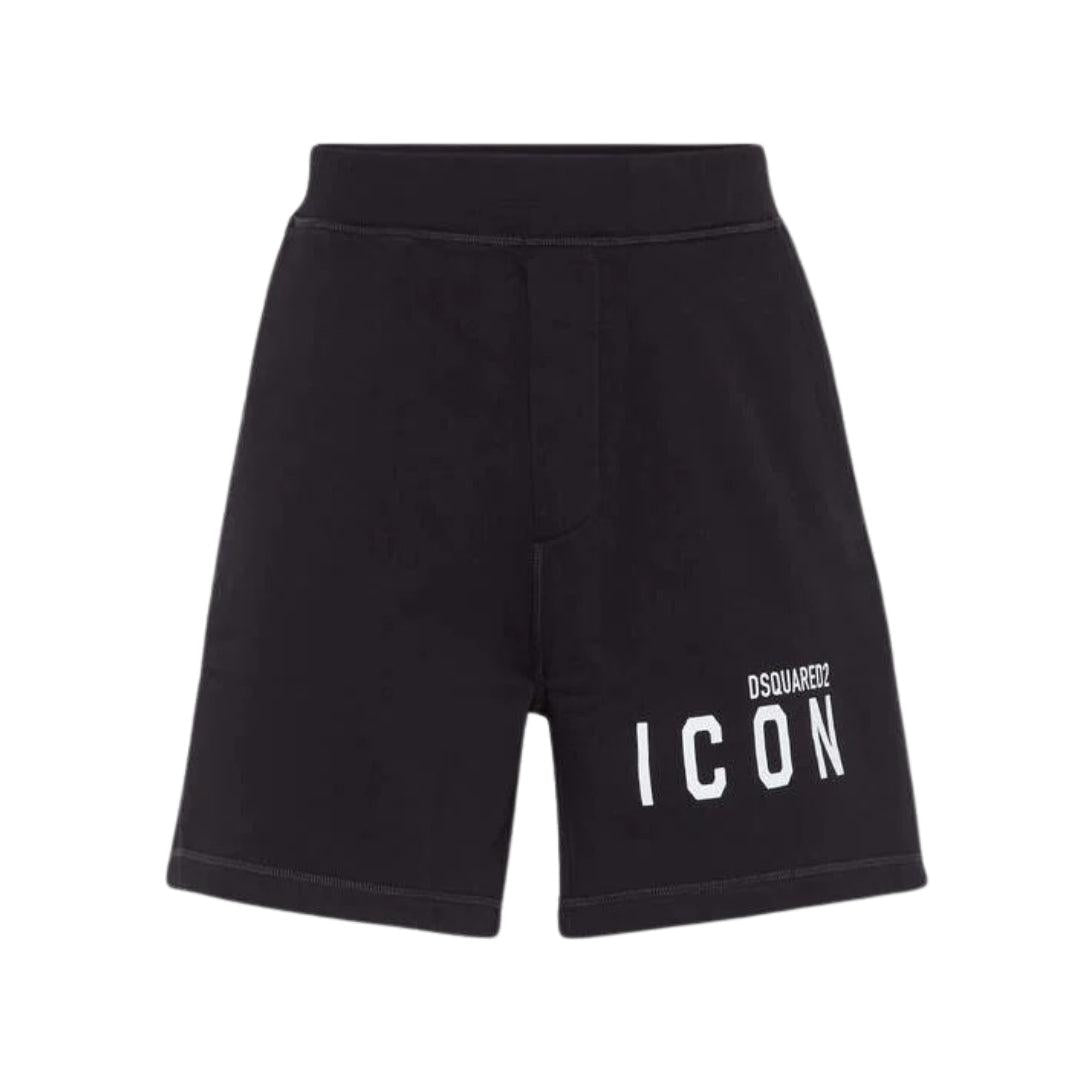 Black - Front - DSquared2 Mens Icon Logo Shorts