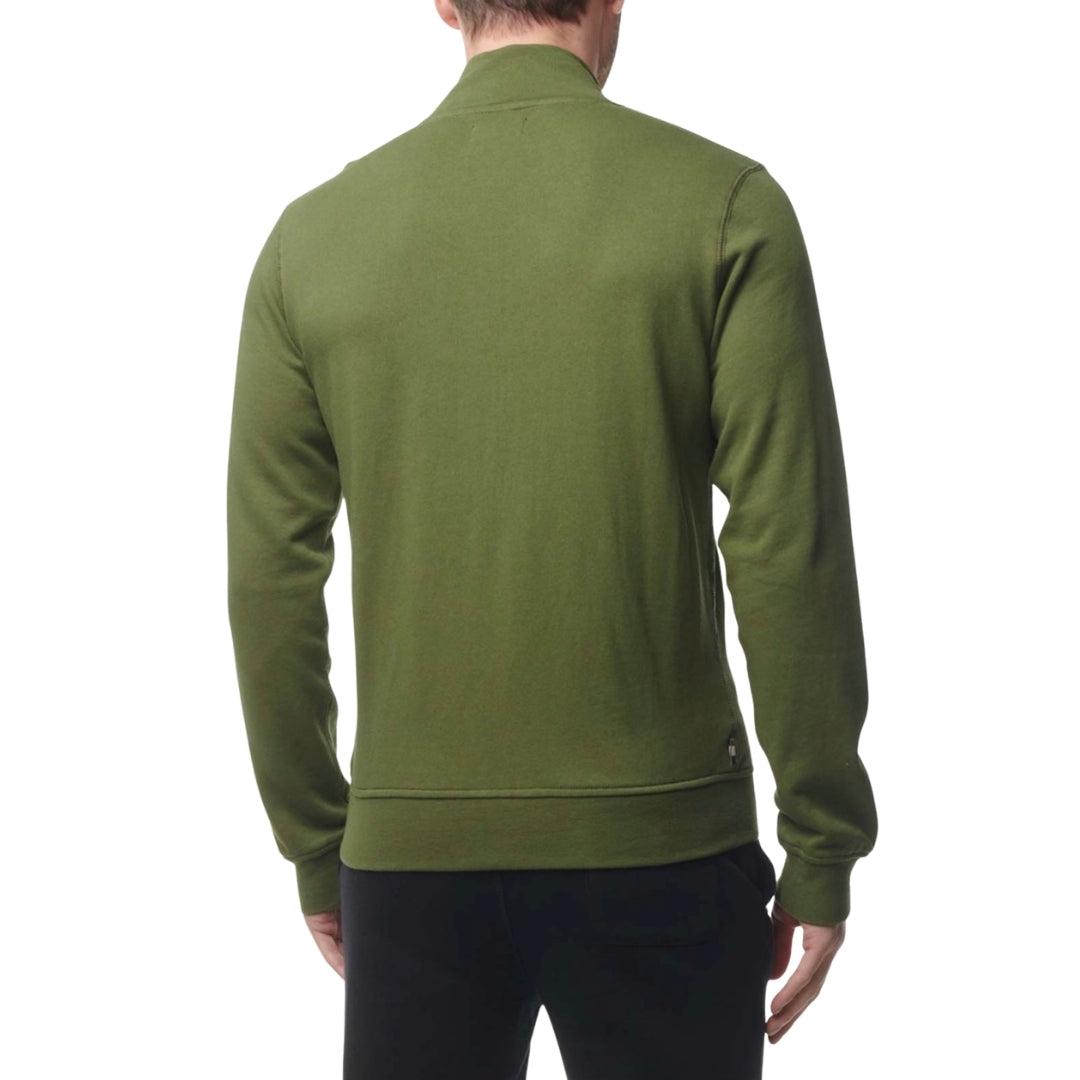 Army Green - Back - Aquascutum Mens Small Logo Mock Neck Active Fleece Jacket