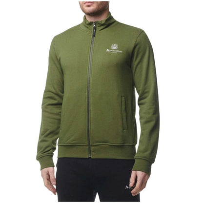 Army Green - Side - Aquascutum Mens Small Logo Mock Neck Active Fleece Jacket