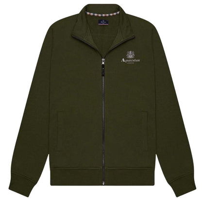 Army Green - Front - Aquascutum Mens Small Logo Mock Neck Active Fleece Jacket