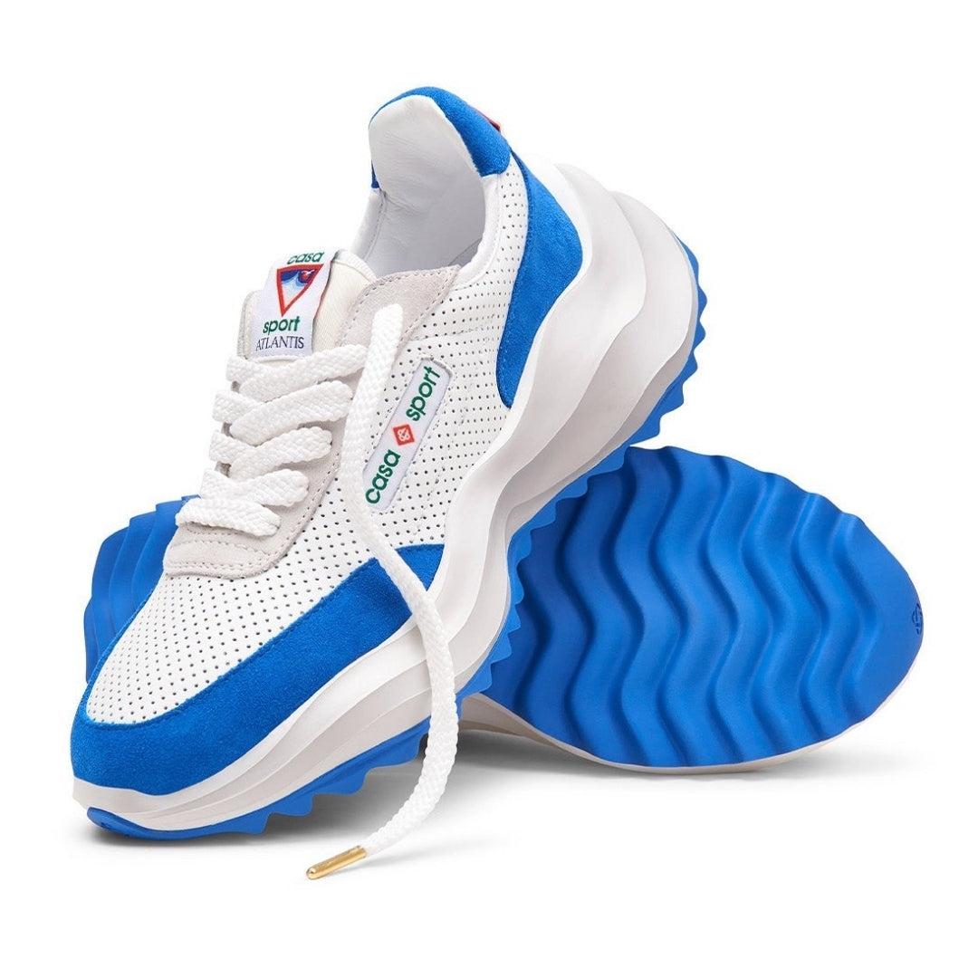 White-Blue - Pack Shot - Casablanca Mens Atlantis Casual Trainers