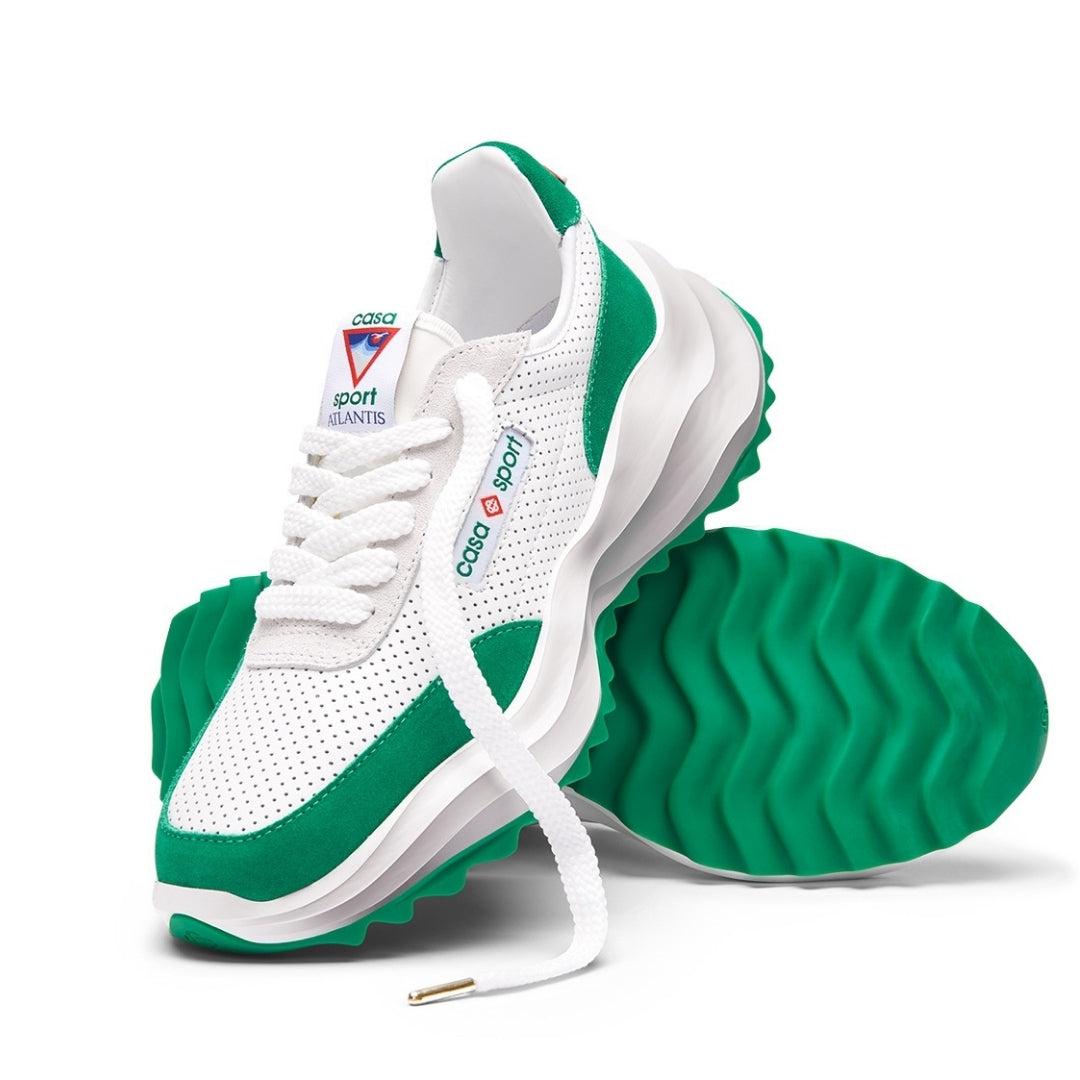 White-Green - Pack Shot - Casablanca Mens Atlantis Casual Trainers