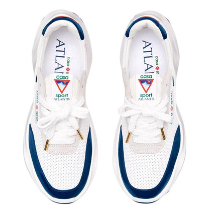 White-Navy - Side - Casablanca Mens Atlantis Casual Trainers