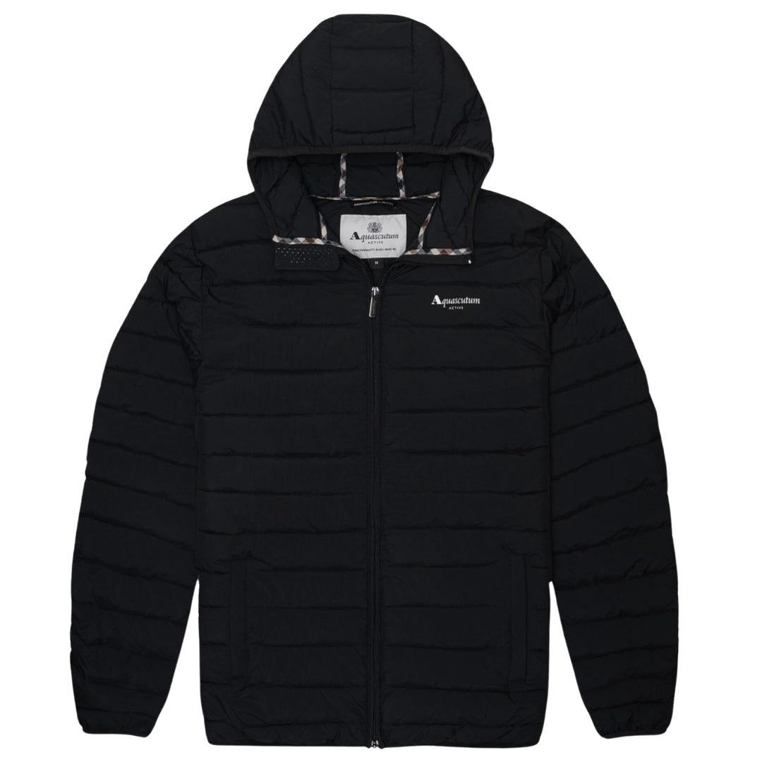 Black - Front - Aquascutum Mens Hooded Active Jacket