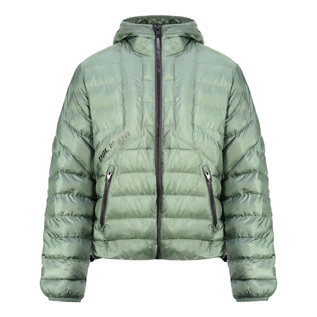 Green - Front - Diesel Mens Plain Quilted Jacket
