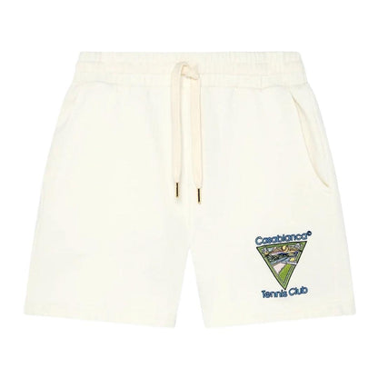 Off White - Front - Casablanca Mens Tennis Club Icon Embroidered Tennis Shorts