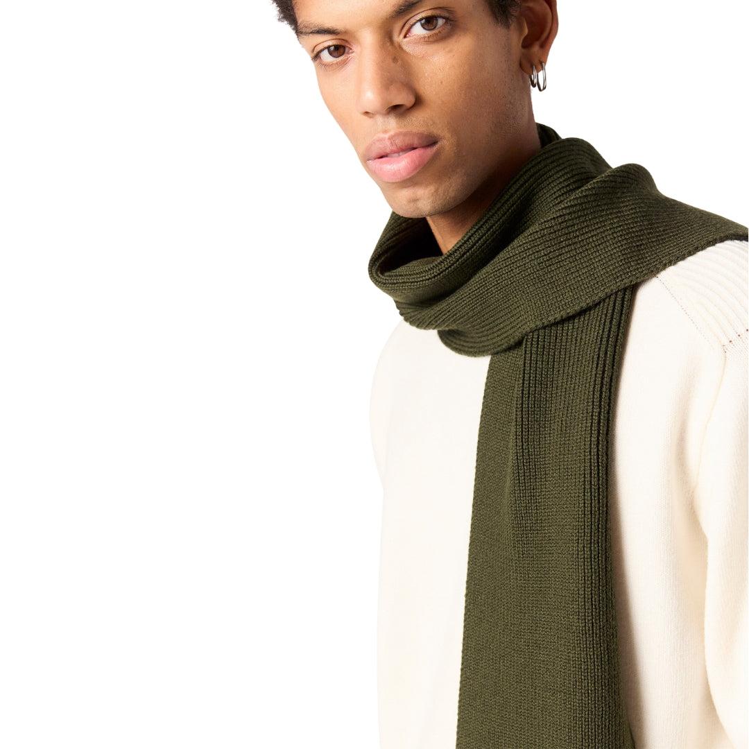 Moss Green - Back - Parajumpers Plain Merino Wool Scarf