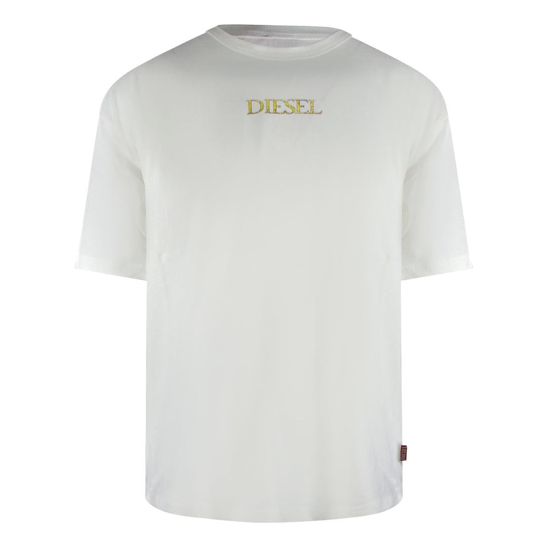 Off White - Front - Diesel Mens Logo Cotton T-Shirt