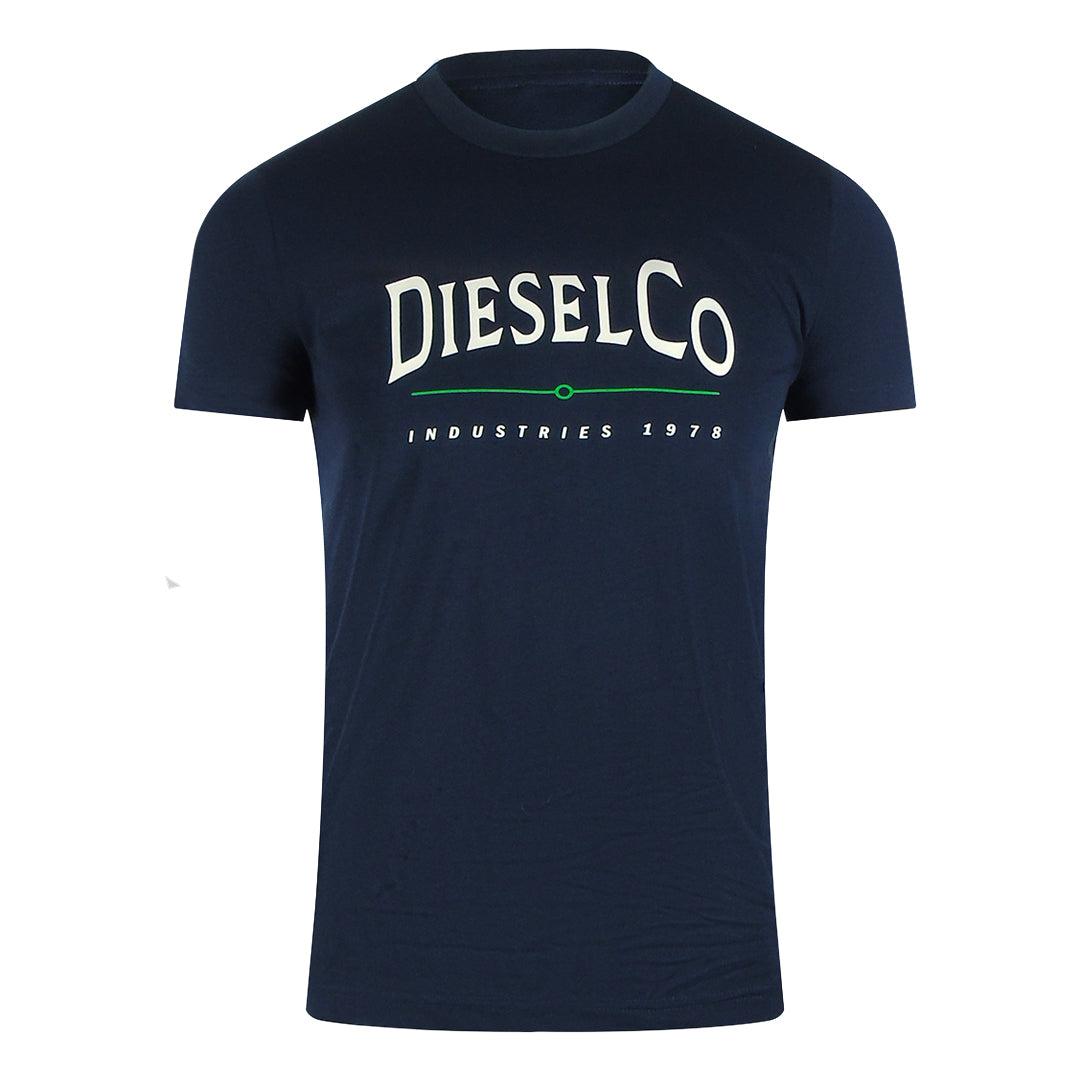 Navy Blue - Front - Diesel Mens Industries Premium Cotton T-Shirt