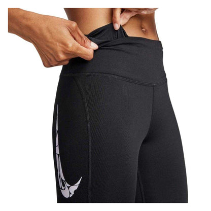 Black - Side - Nike Womens-Ladies Logo Leggings