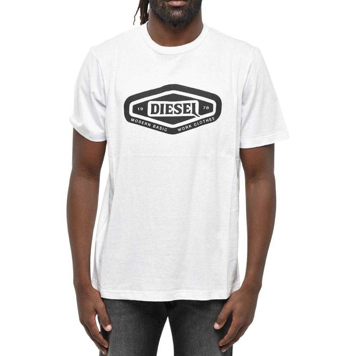 White - Front - Diesel Mens Basic Logo T-Shirt