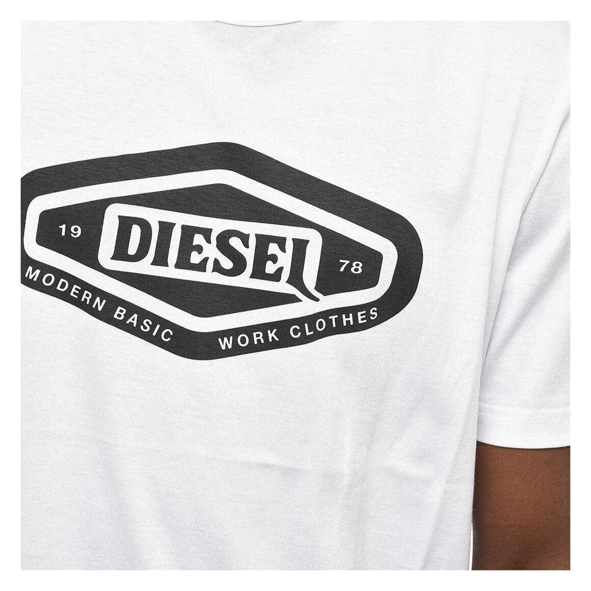 White - Side - Diesel Mens Basic Logo T-Shirt