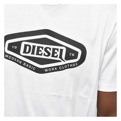 White - Side - Diesel Mens Basic Logo T-Shirt