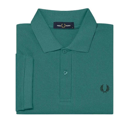 Deep Mint - Side - Fred Perry Womens-Ladies Plain Cotton Polo Shirt