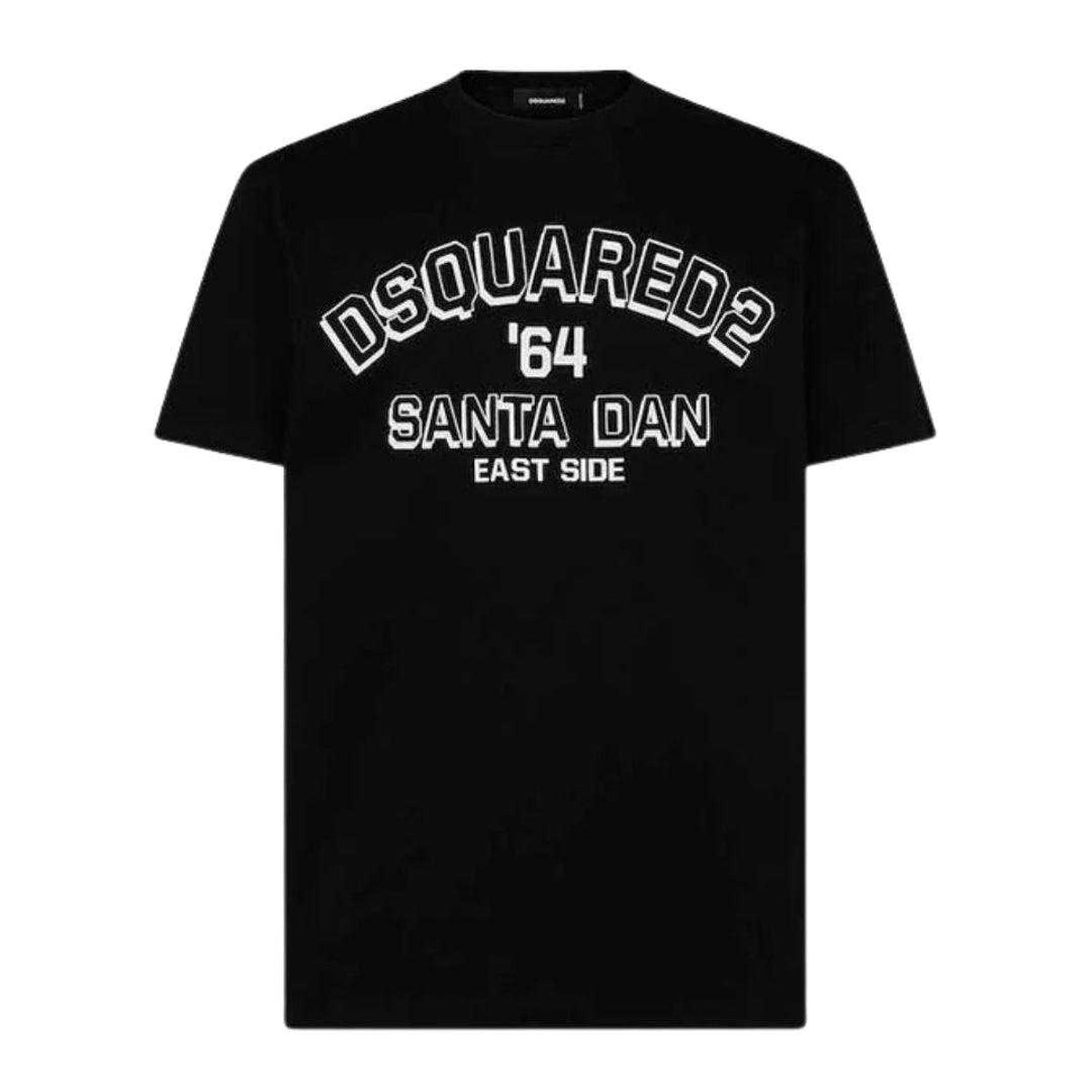 Black - Front - DSquared2 Mens Santa Dan 64 Premium Cotton T-Shirt