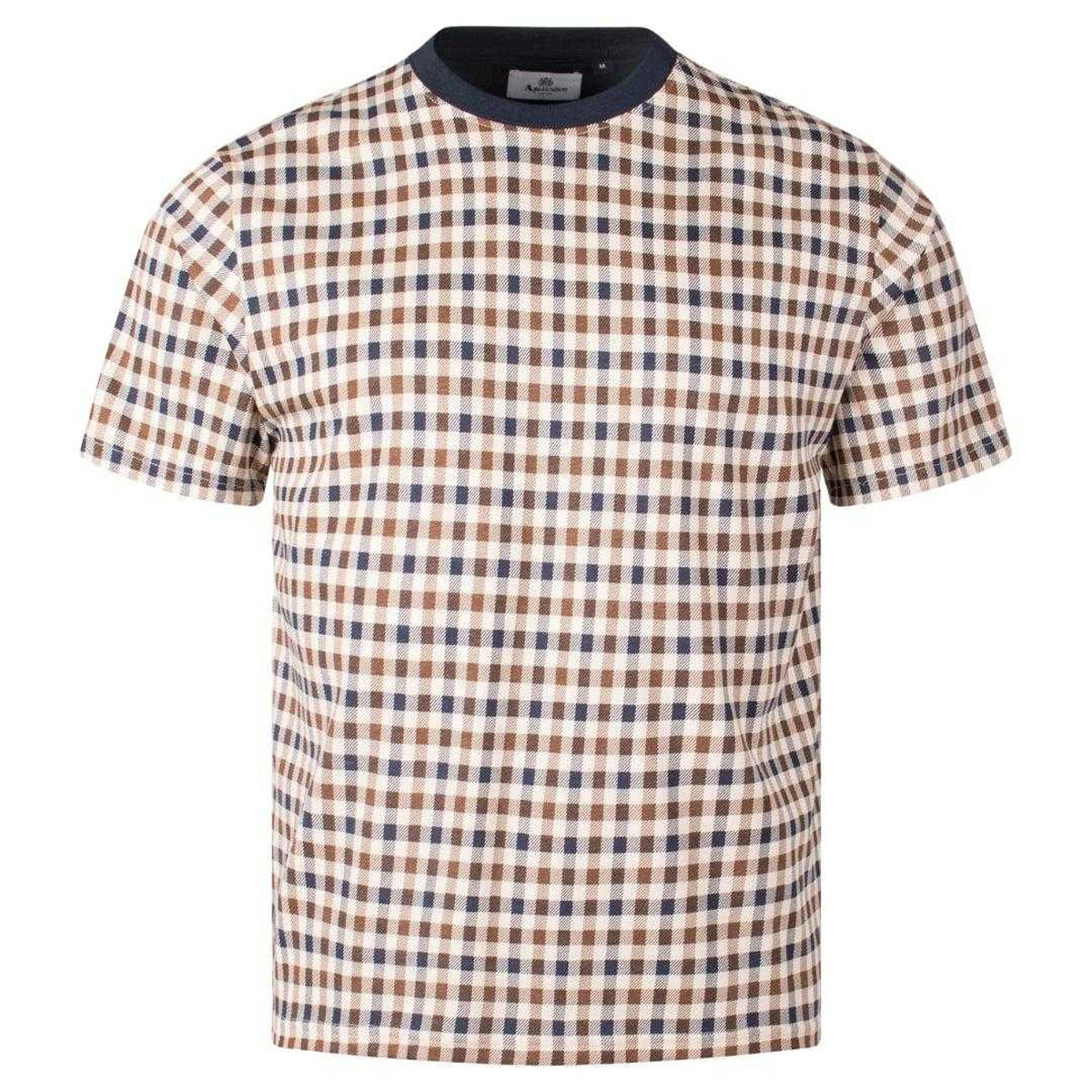 Heritage - Front - Aquascutum Mens Heritage Check Premium Cotton T-Shirt