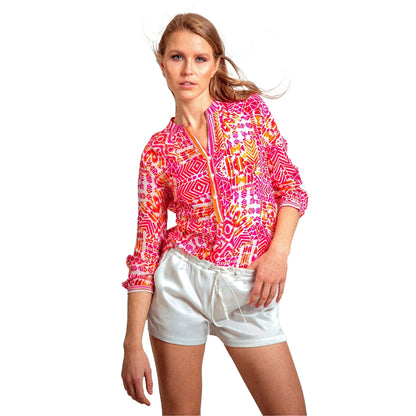 Multicoloured Print - Side - Inoa Womens-Ladies Fashion Shiraz 1923 Milano Evening Shirt