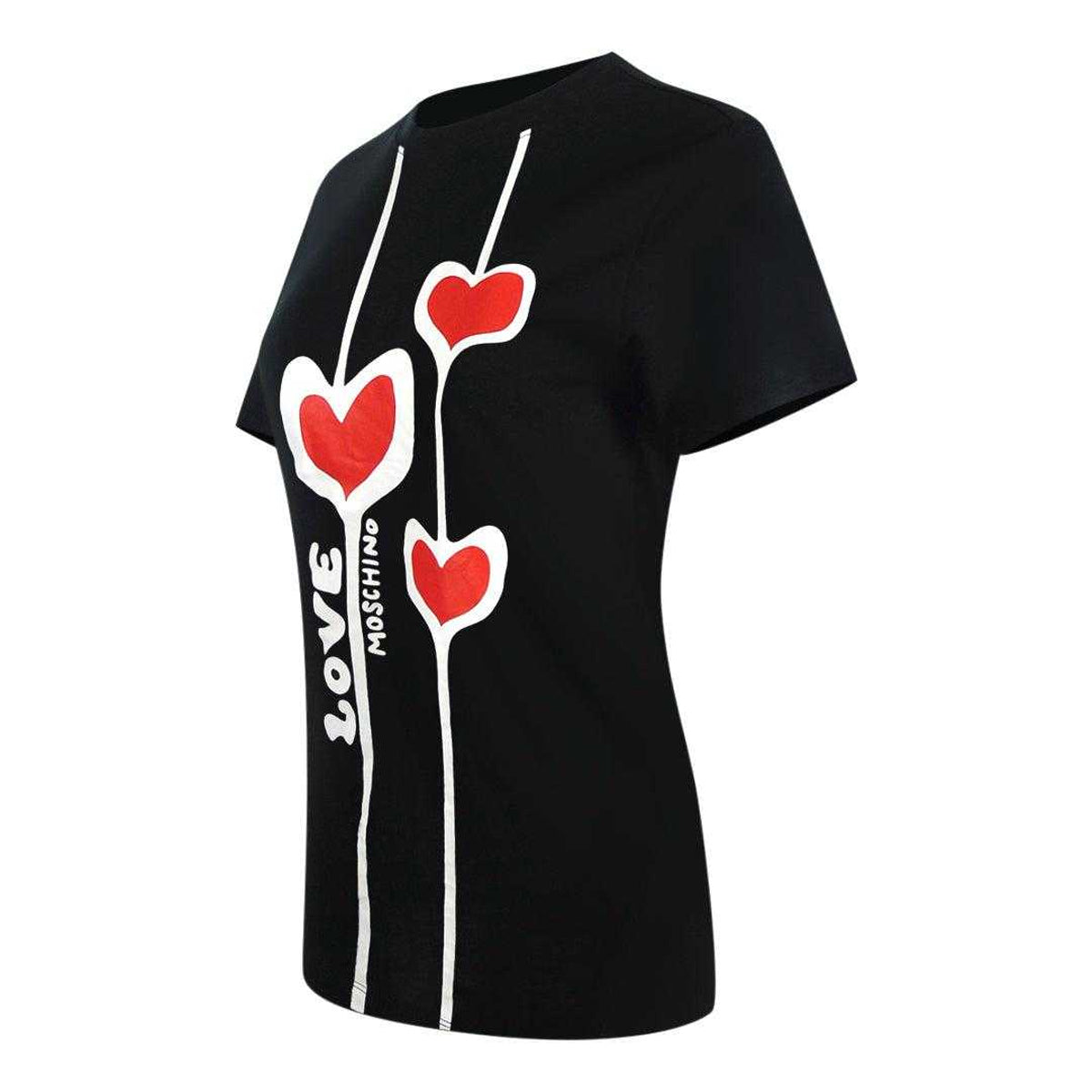 Black - Side - Love Moschino Womens-Ladies Heart T-Shirt
