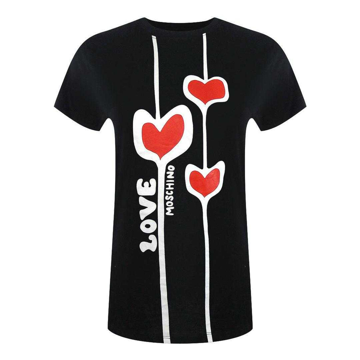 Black - Front - Love Moschino Womens-Ladies Heart T-Shirt
