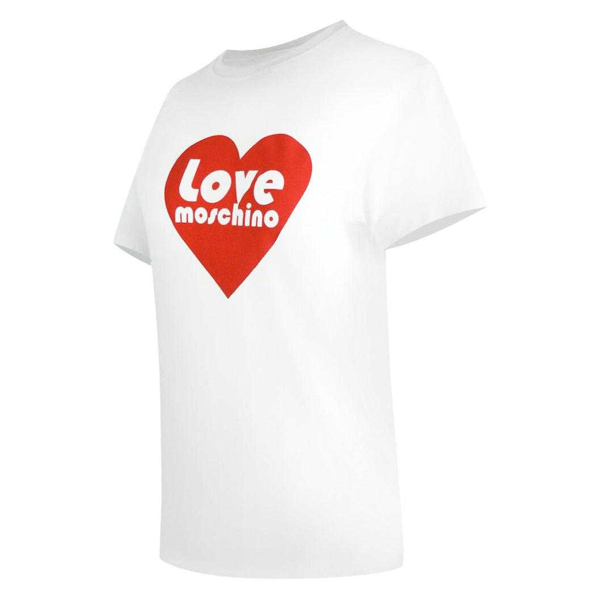 White - Side - Love Moschino Womens-Ladies Cotton T-Shirt