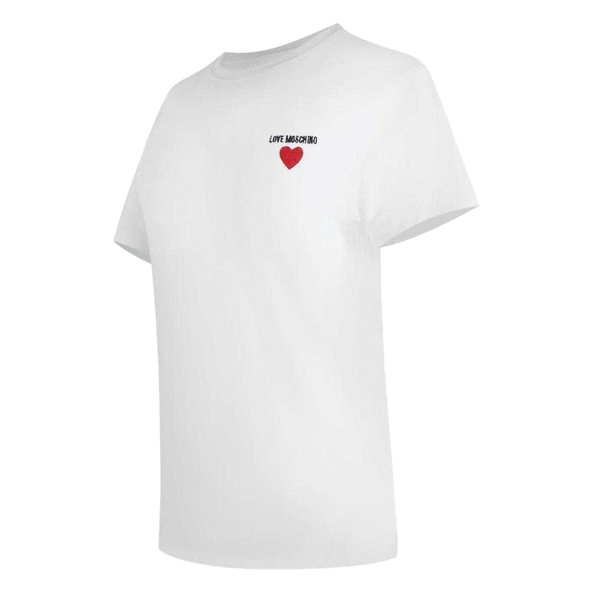 White - Side - Love Moschino Womens-Ladies Signature Everyday T-Shirt