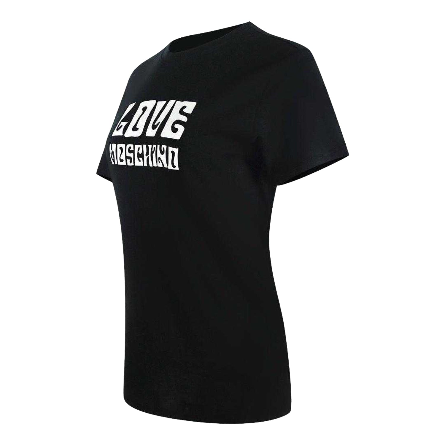 Black - Side - Love Moschino Womens-Ladies Groovy Logo Short-Sleeved T-Shirt