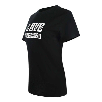Black - Side - Love Moschino Womens-Ladies Groovy Logo Short-Sleeved T-Shirt