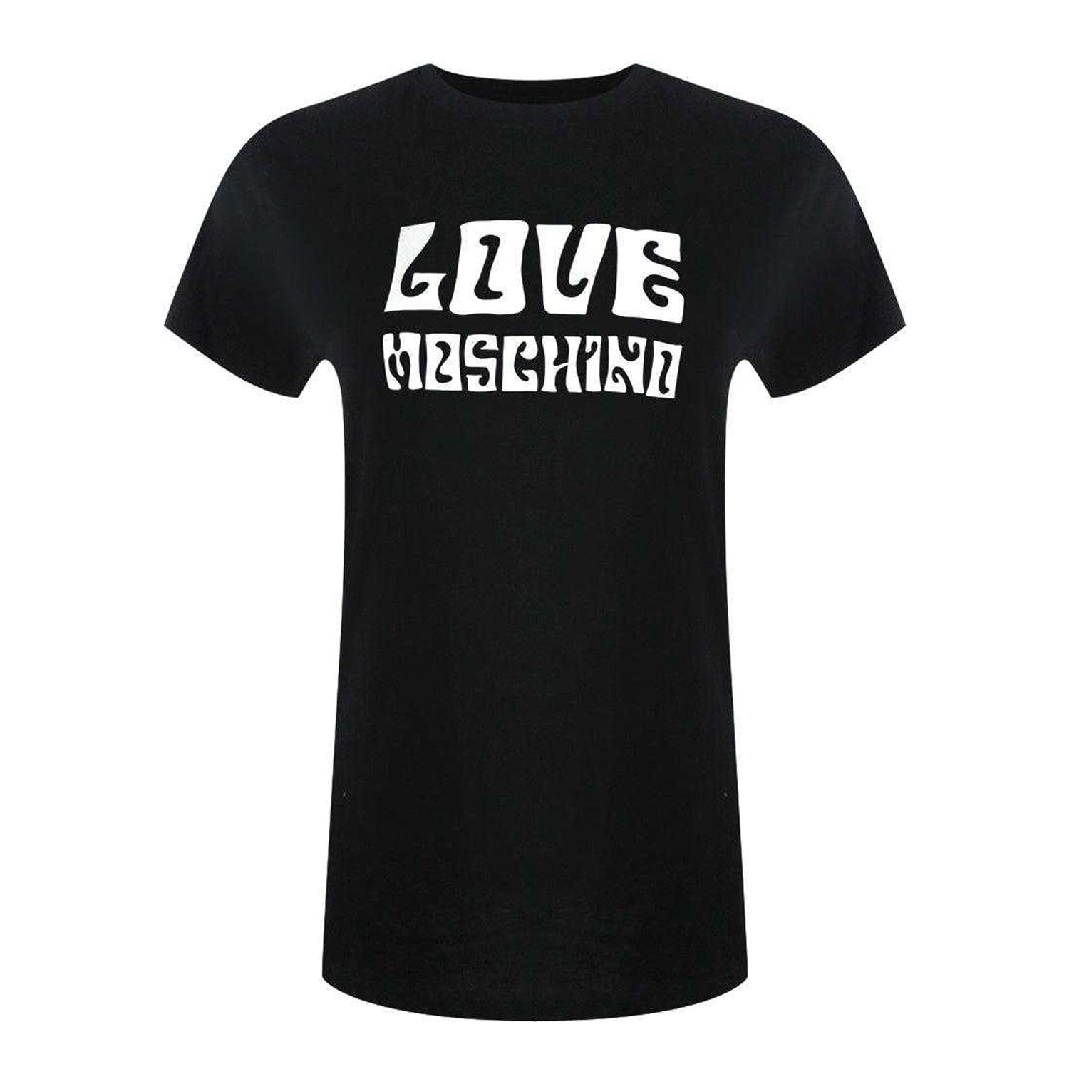 Black - Front - Love Moschino Womens-Ladies Groovy Logo Short-Sleeved T-Shirt