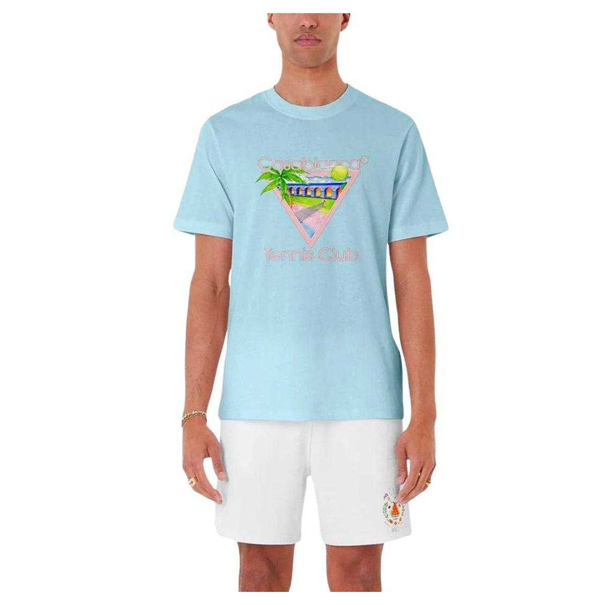 Pale Blue - Side - Casablanca Mens Tennis Club T-Shirt