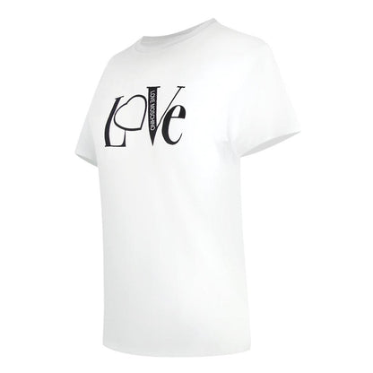 White - Side - Love Moschino Womens-Ladies Cotton T-Shirt