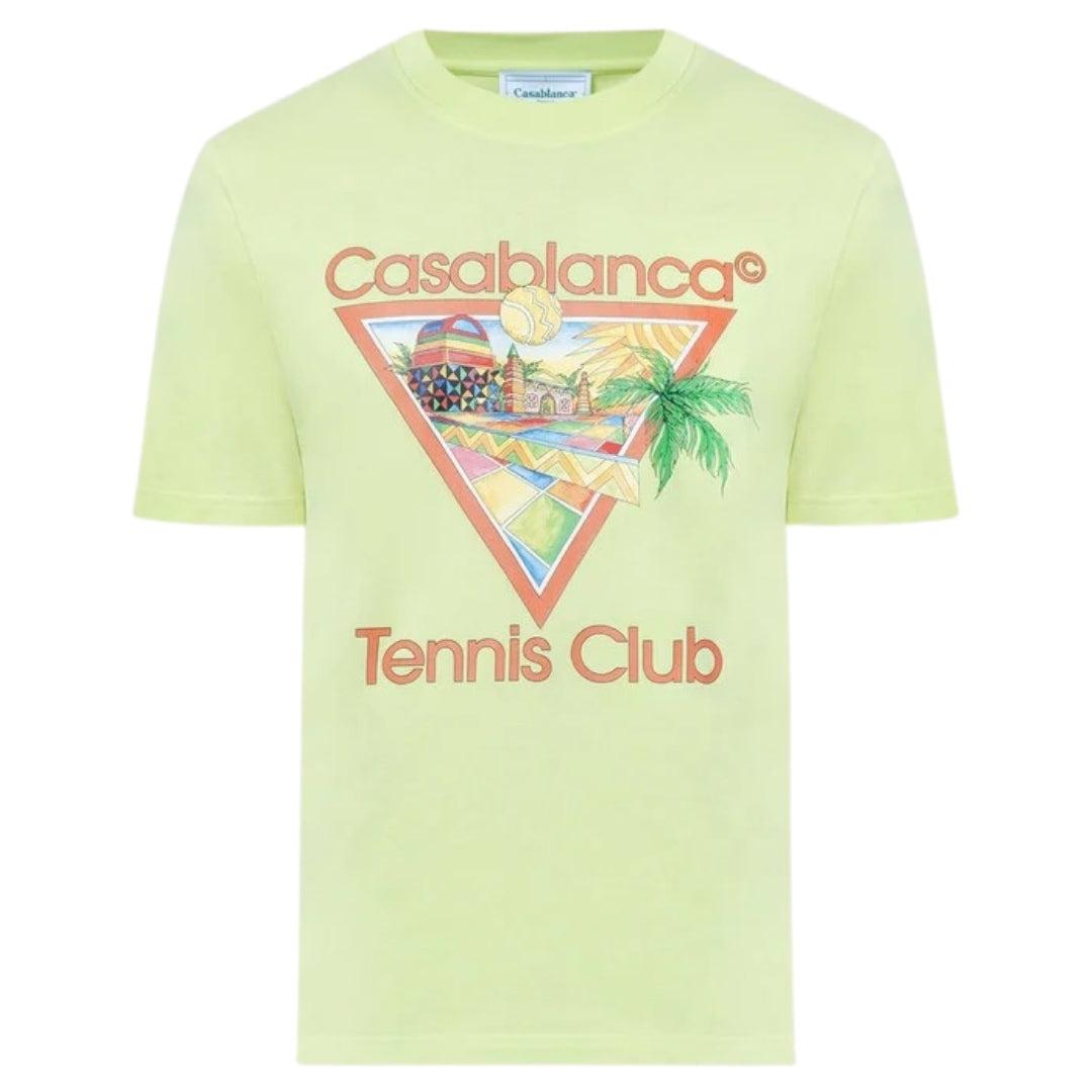 Pale Green Print - Front - Casablanca Mens Tennis Club T-Shirt