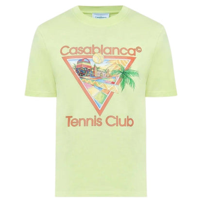 Pale Green Print - Front - Casablanca Mens Tennis Club T-Shirt