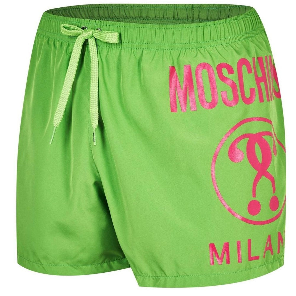 Green - Side - Moschino Mens Logo Swim Shorts