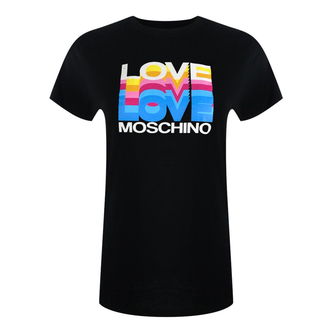 Black - Front - Love Moschino Womens-Ladies Love Layered Logo Cotton Casual T-Shirt