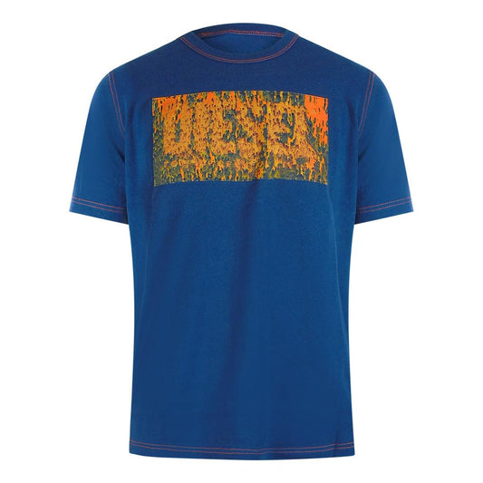 Ensign Blue - Front - Diesel Mens Logo Cotton T-Shirt