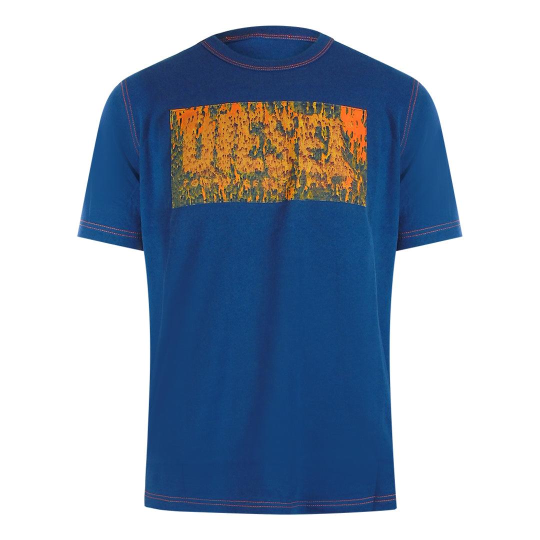 Ensign Blue - Front - Diesel Mens Logo Cotton T-Shirt