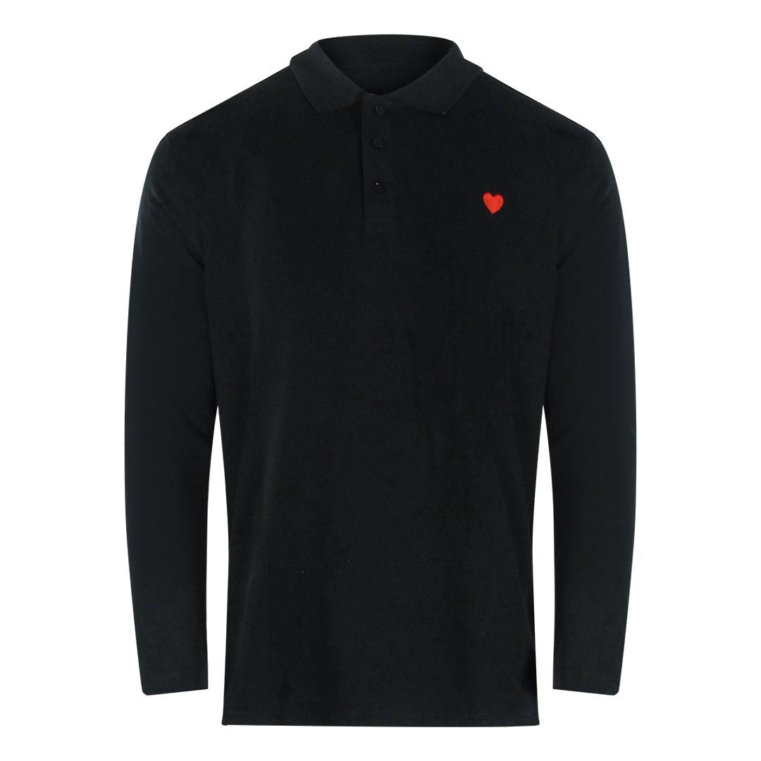Black - Front - Love Moschino Mens Heart Cotton Long-Sleeved Polo Shirt