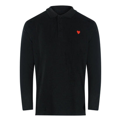 Black - Front - Love Moschino Mens Heart Cotton Long-Sleeved Polo Shirt