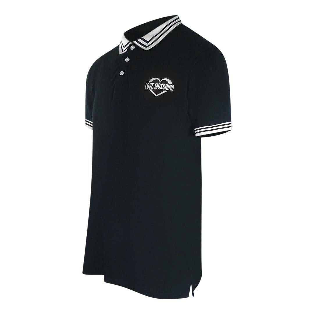 Black - Side - Love Moschino Mens Cotton Polo Shirt