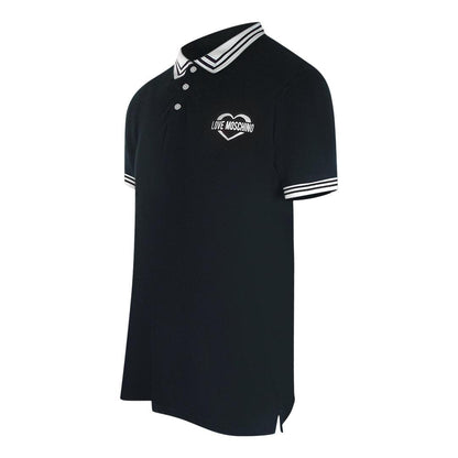 Black - Side - Love Moschino Mens Cotton Polo Shirt