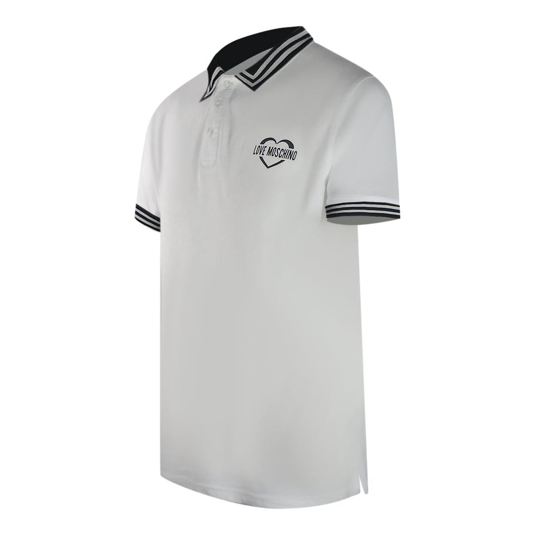 White - Side - Love Moschino Mens Cotton Polo Shirt