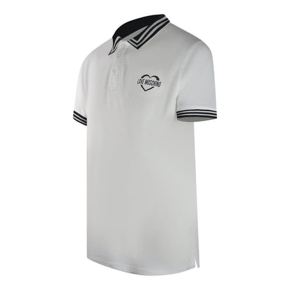 White - Side - Love Moschino Mens Cotton Polo Shirt