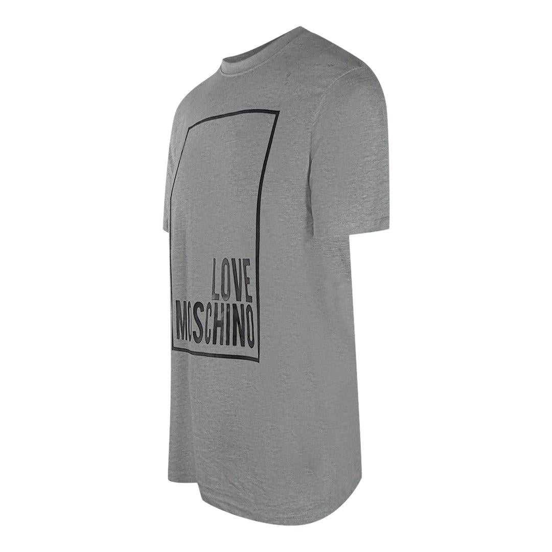Grey - Side - Love Moschino Mens Box Logo T-Shirt