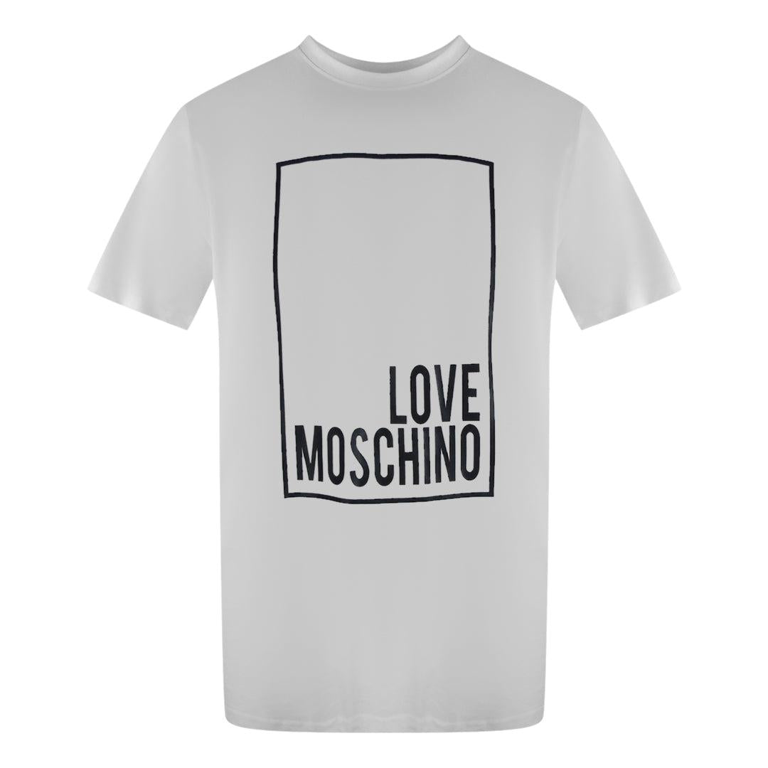 White - Front - Love Moschino Mens Box Logo T-Shirt