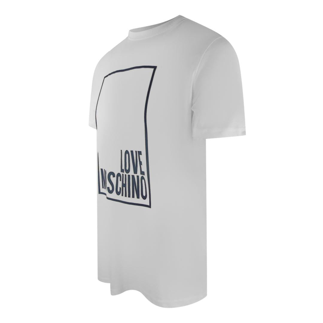 White - Side - Love Moschino Mens Box Logo T-Shirt