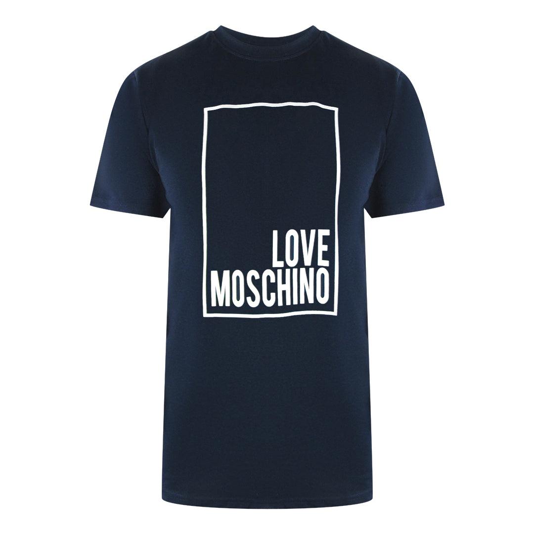 Navy Blue - Front - Love Moschino Mens Box Logo T-Shirt