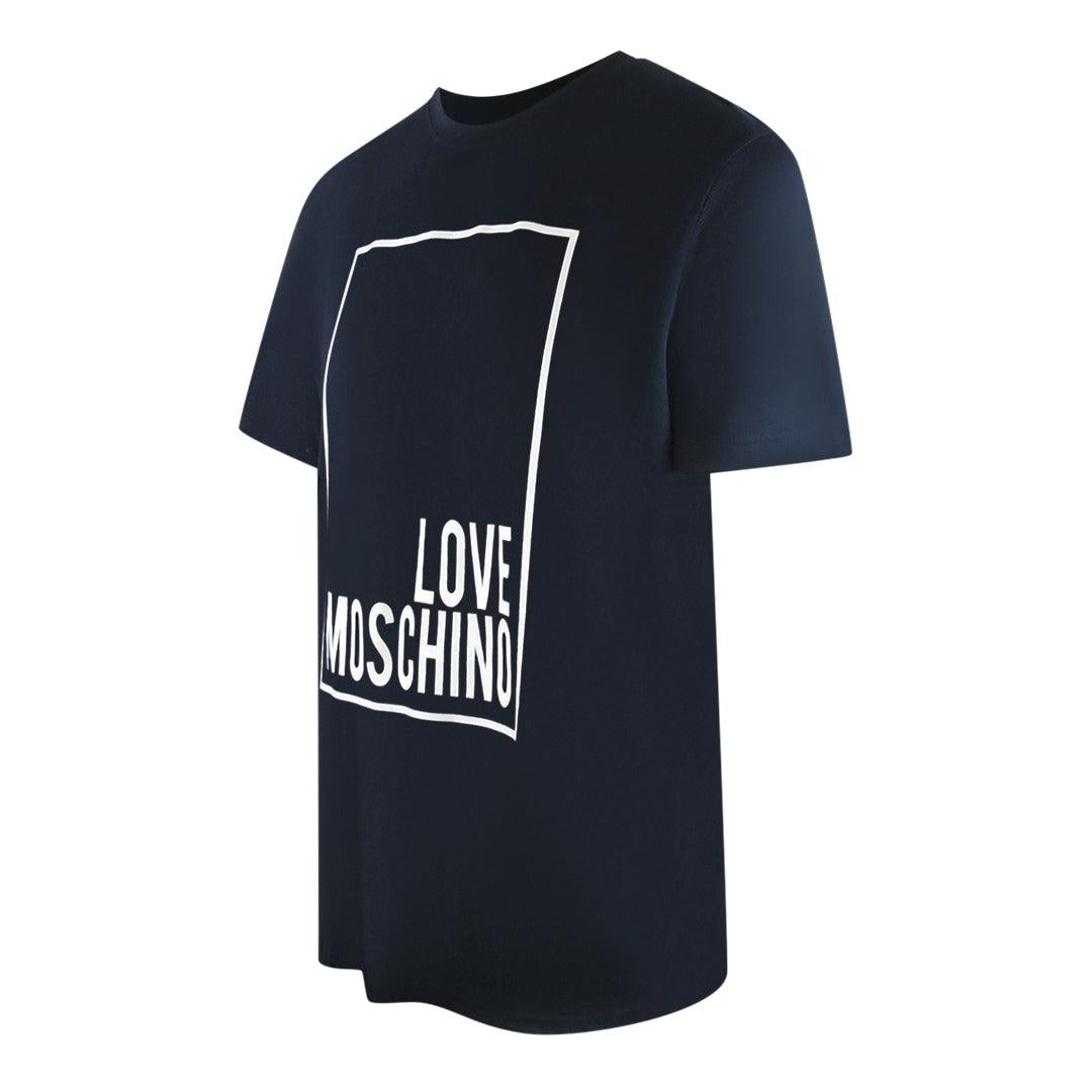 Navy Blue - Side - Love Moschino Mens Box Logo T-Shirt