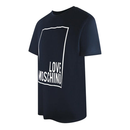 Navy Blue - Side - Love Moschino Mens Box Logo T-Shirt