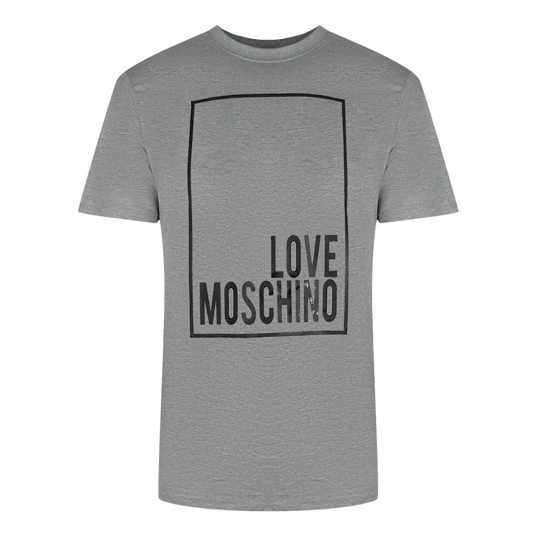Grey - Front - Love Moschino Mens Box Logo T-Shirt