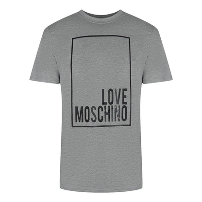 Grey - Front - Love Moschino Mens Box Logo T-Shirt